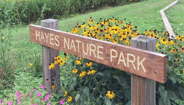 Hayes Nature Park sign