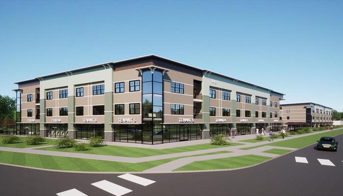 BDC mixed use commercial + residential building-rendering